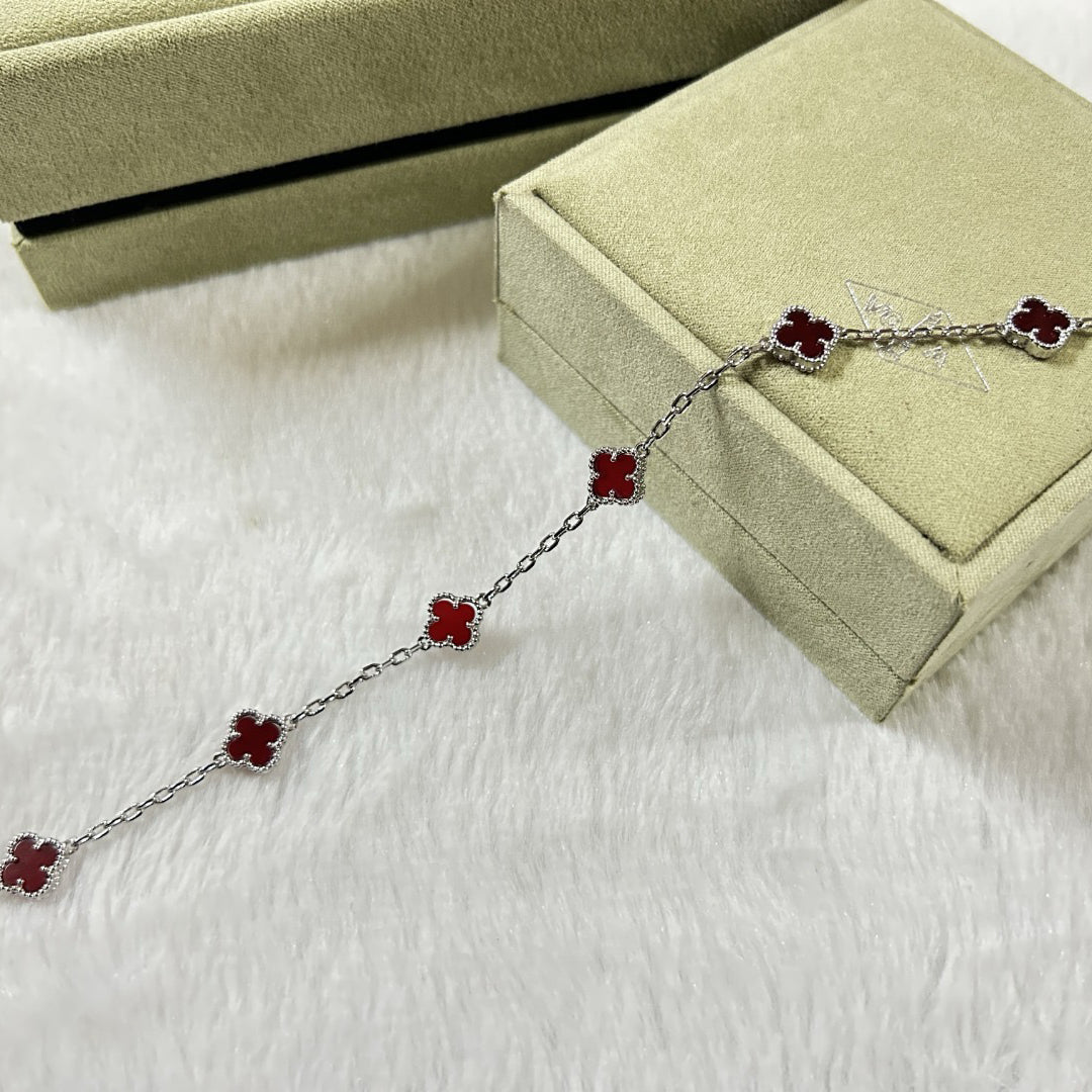 [AURORA]CLOVER 6 MOTIF RED AGATE BRACELET