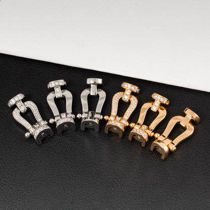 [AURORA]FORCE LARGE HORSESHOE HALF DIAMOND BRACELET SILVER