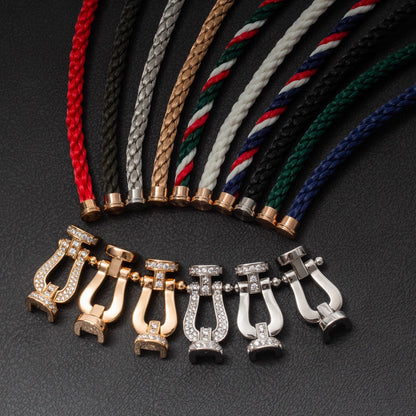 [AURORA]FORCE LARGE HORSESHOE HALF DIAMOND BRACELET SILVER