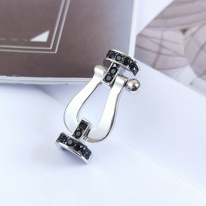 [AURORA]フォース ラージホースシュー ブラックダイヤモンドブレスレット シルバー