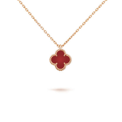 [AURORA]CLOVER MINI 9.5MM WHITE CARNELIANS NECKLACE