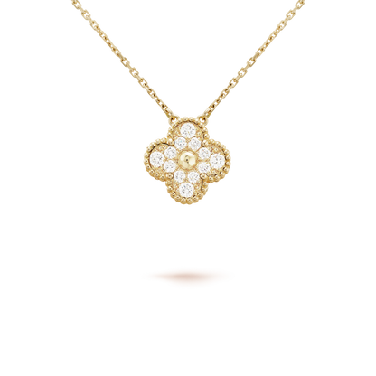 [AURORA]CLOVER 15MM DIAMOND SINGLE FLOWER NECKLACE