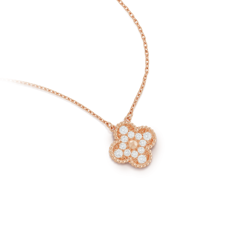 [AURORA]CLOVER 15MM DIAMOND SINGLE FLOWER NECKLACE