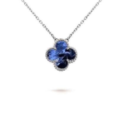 [AURORA]CLOVER 15MM PIETERSITE NECKLACE SILVER