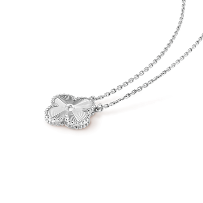 [AURORA]CLOVER 15MM LASER NECKLACE SILVER