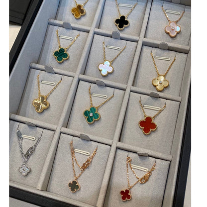 [AURORA]CLOVER 15MM DIAMOND SINGLE FLOWER NECKLACE