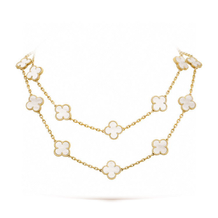 [AURORA]CLOVER 20 MOTIFS WHITE MOP NECKLACE