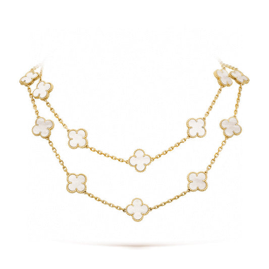 [AURORA]CLOVER 20 MOTIFS WHITE MOP NECKLACE