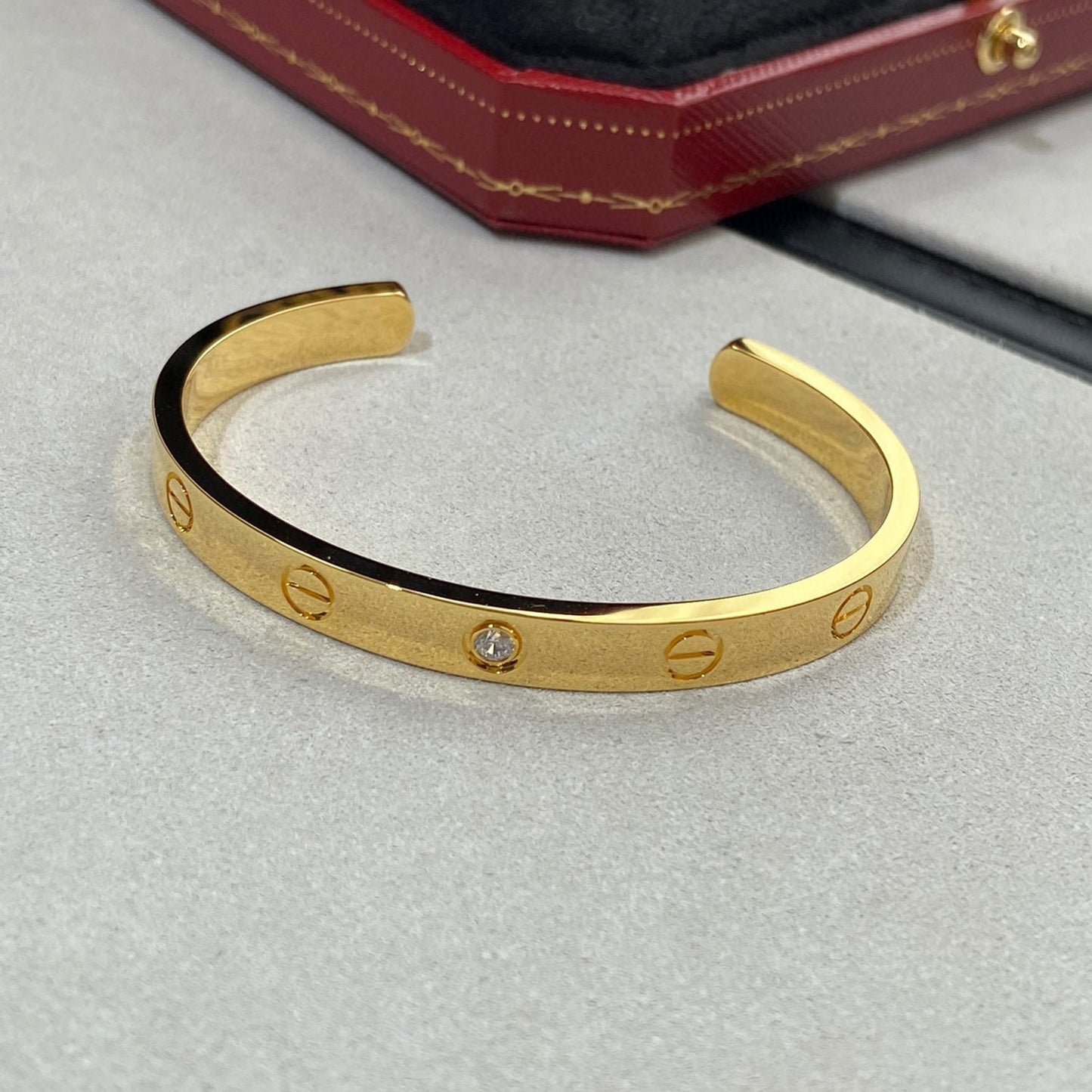 [AURORA] LIEBESARMBAND 6,1 MM 1 DIAMANT OFFENE MANSCHETTE 