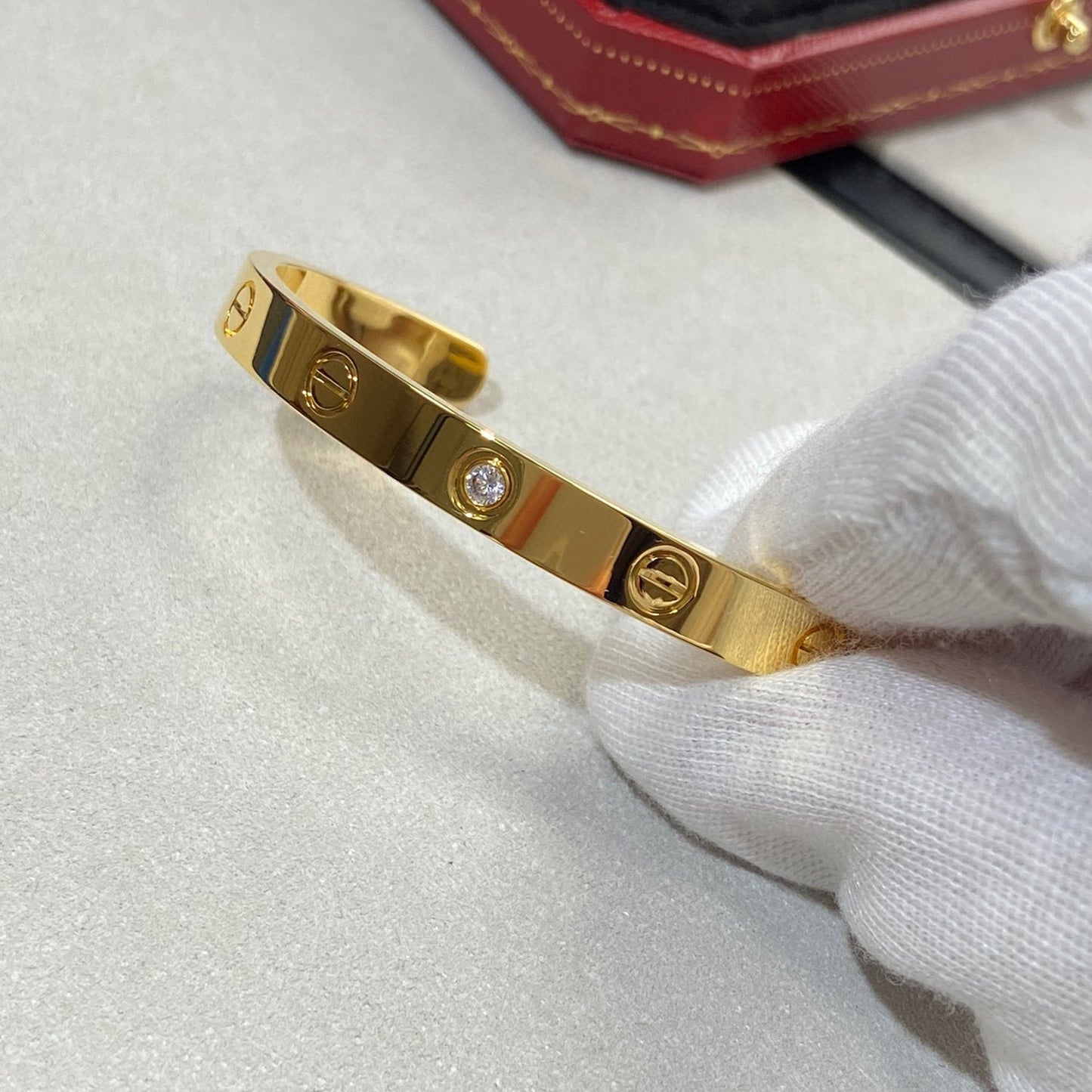 [AURORA] LIEBESARMBAND 6,1 MM 1 DIAMANT OFFENE MANSCHETTE 