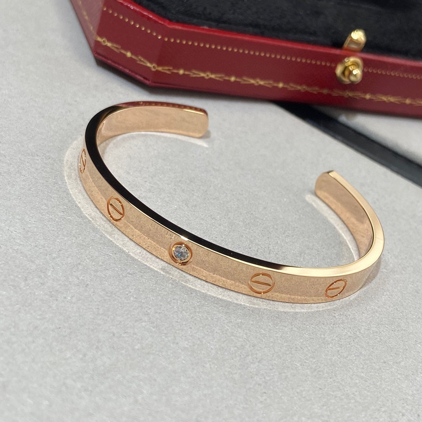 [AURORA] LIEBESARMBAND 6,1 MM 1 DIAMANT OFFENE MANSCHETTE 