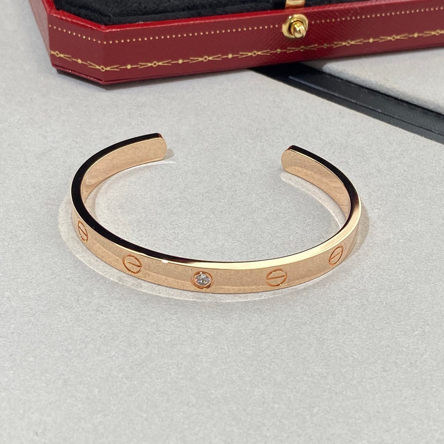 [AURORA] LIEBESARMBAND 6,1 MM 1 DIAMANT OFFENE MANSCHETTE 