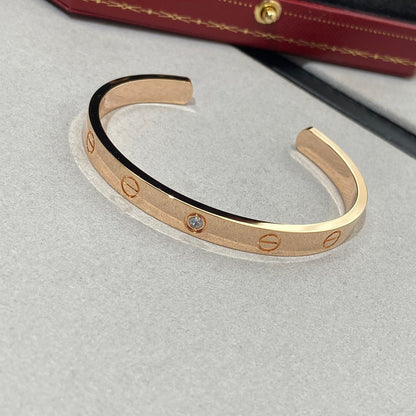 [AURORA] LIEBESARMBAND 6,1 MM 1 DIAMANT OFFENE MANSCHETTE 