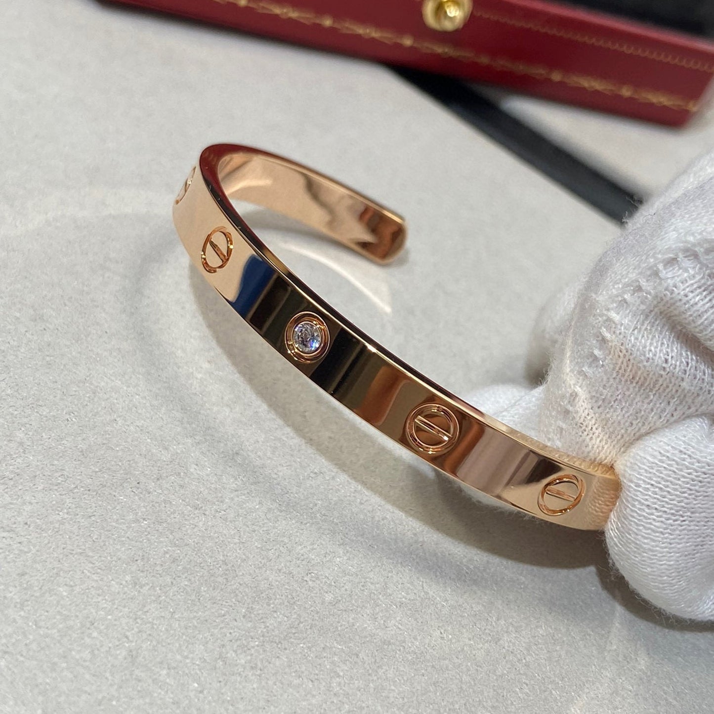 [AURORA] LIEBESARMBAND 6,1 MM 1 DIAMANT OFFENE MANSCHETTE 