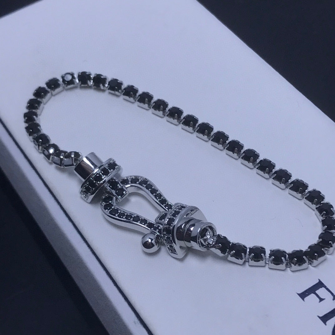 [AURORA]FORCE GROSSES HUFEISEN-TENNISARMBAND MIT VOLLEN DIAMANTEN 