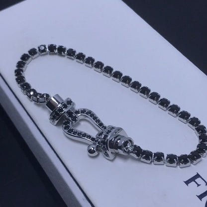 [AURORA]FORCE GROSSES HUFEISEN-TENNISARMBAND MIT VOLLEN DIAMANTEN 