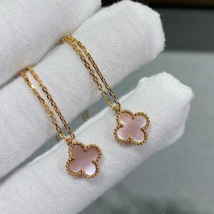 [basloveJW]CLOVER 9,5MM ROSA PERLMUTT-HALSKETTE