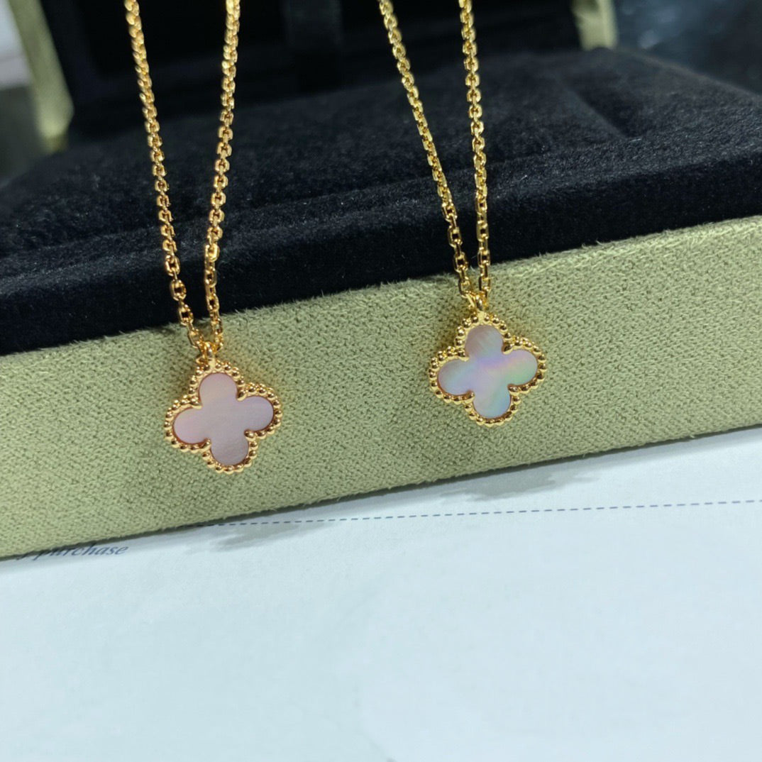 [basloveJW]CLOVER 9,5MM ROSA PERLMUTT-HALSKETTE