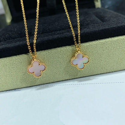 [basloveJW]CLOVER 9,5MM ROSA PERLMUTT-HALSKETTE