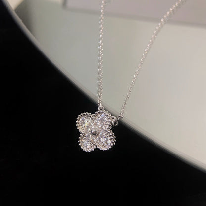[AURORA]CLOVER 15MM DIAMOND SINGLE FLOWER NECKLACE