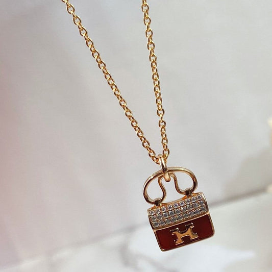 [AURORA]CONSTANCE ROTER ANHÄNGER ROTGOLD HALSKETTE