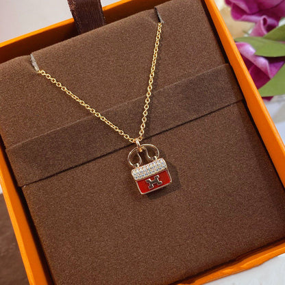 [AURORA]CONSTANCE ROTER ANHÄNGER ROTGOLD HALSKETTE
