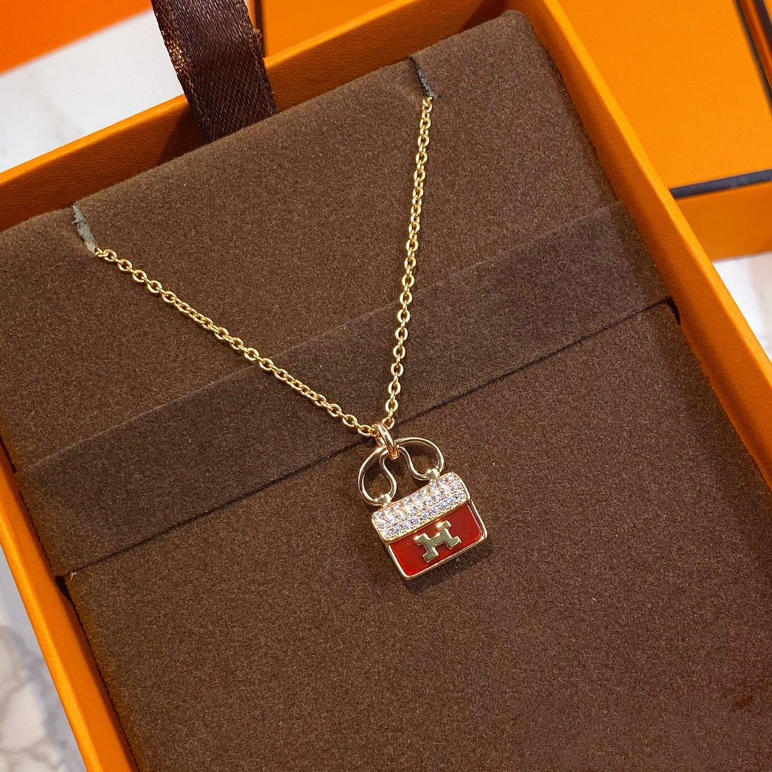 [AURORA]CONSTANCE ROTER ANHÄNGER ROTGOLD HALSKETTE