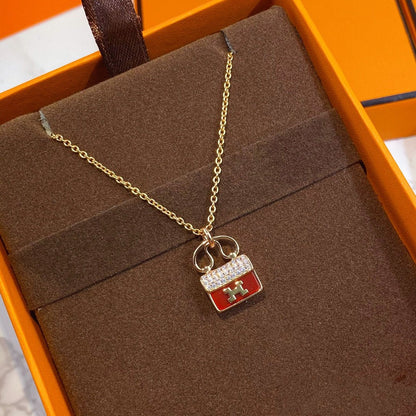 [AURORA]CONSTANCE ROTER ANHÄNGER ROTGOLD HALSKETTE