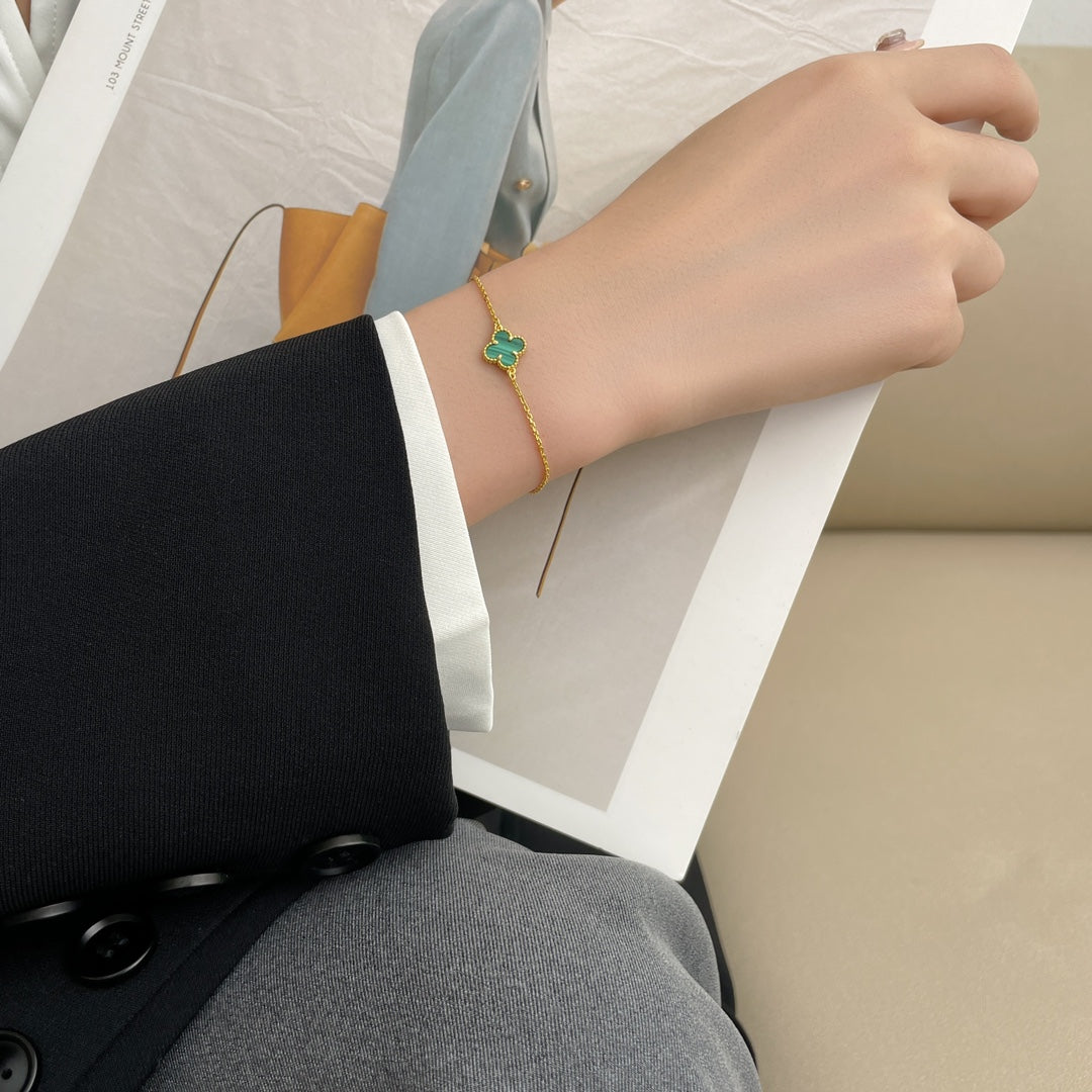 [AURORA]CLOVER BRACELET MALACHITE 1 MOTIF