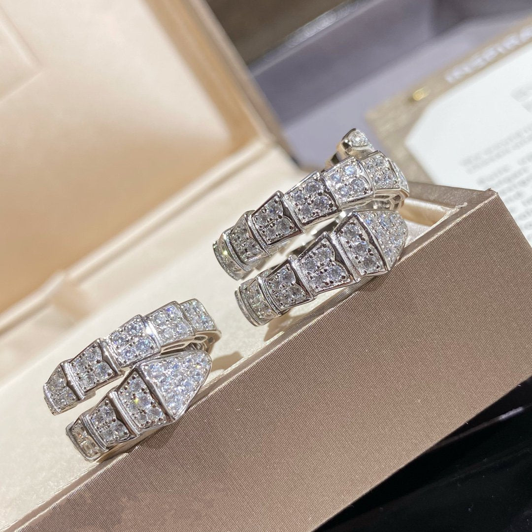 [AURORA]SERPENTI DOUBLE RING SILVER DIAMOND PAVED