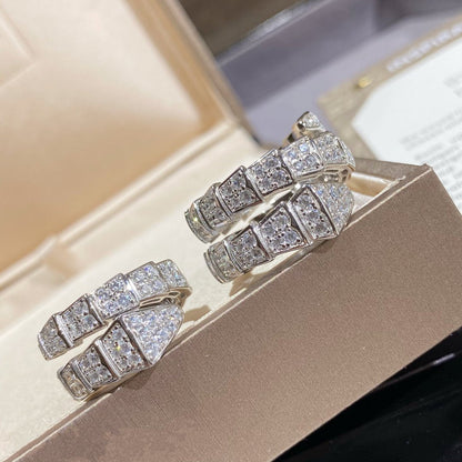 [AURORA]SERPENTI DOUBLE RING SILVER DIAMOND PAVED