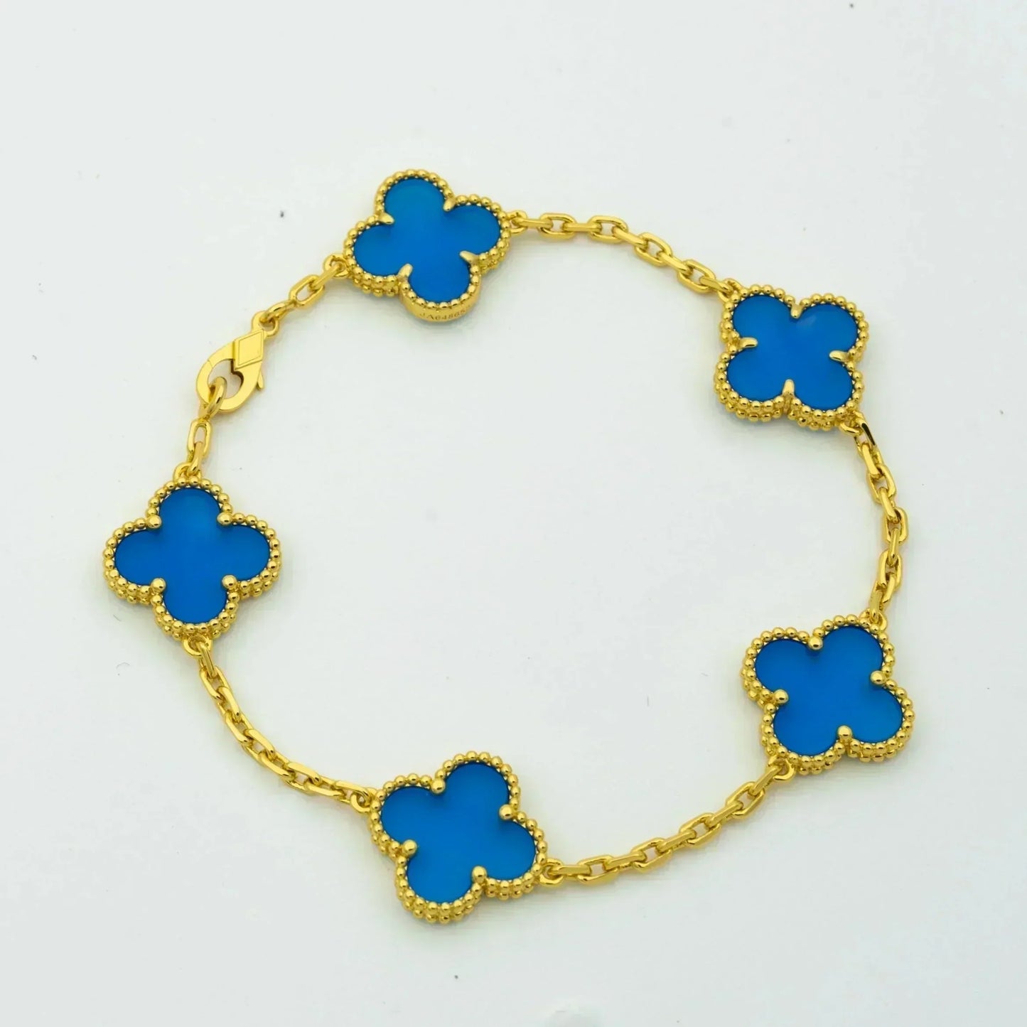 [basloveJW]CLOVER 5 MOTIVE BLAUER ACHATARMBAND