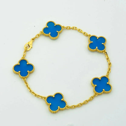 [basloveJW]CLOVER 5 MOTIVE BLAUER ACHATARMBAND