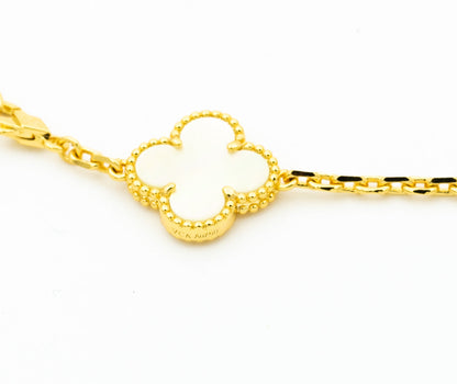 [AURORA]CLOVER BRACELET 5 MOTIFS ONYX MOP