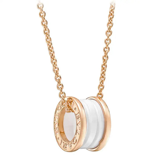 [AURORA]ZERO 1 WHITE CERAMIC PINK GOLD DIAMOND NECKLACE