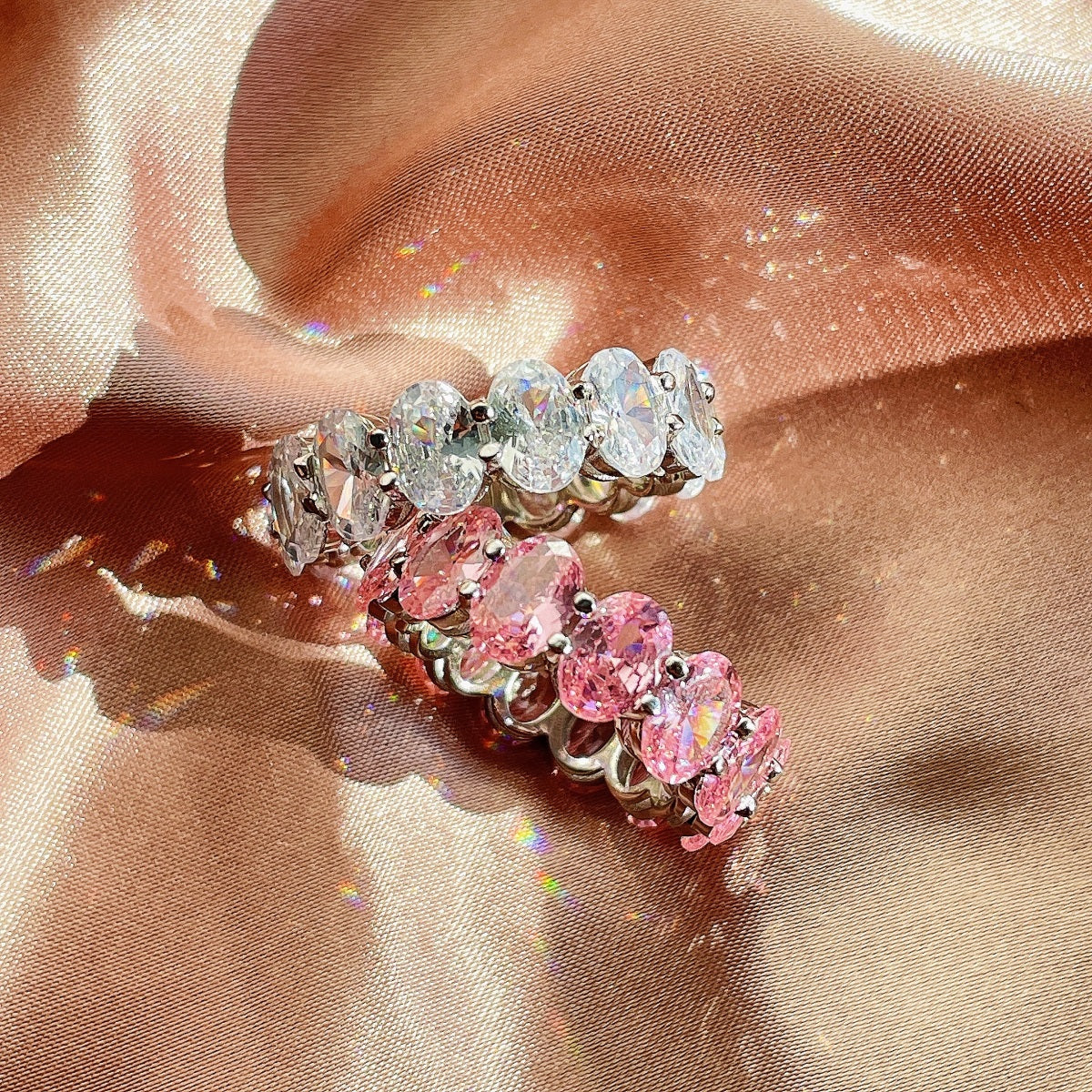 [AURORA]Dainty Elongated Cushion Cut Tennis Ring
