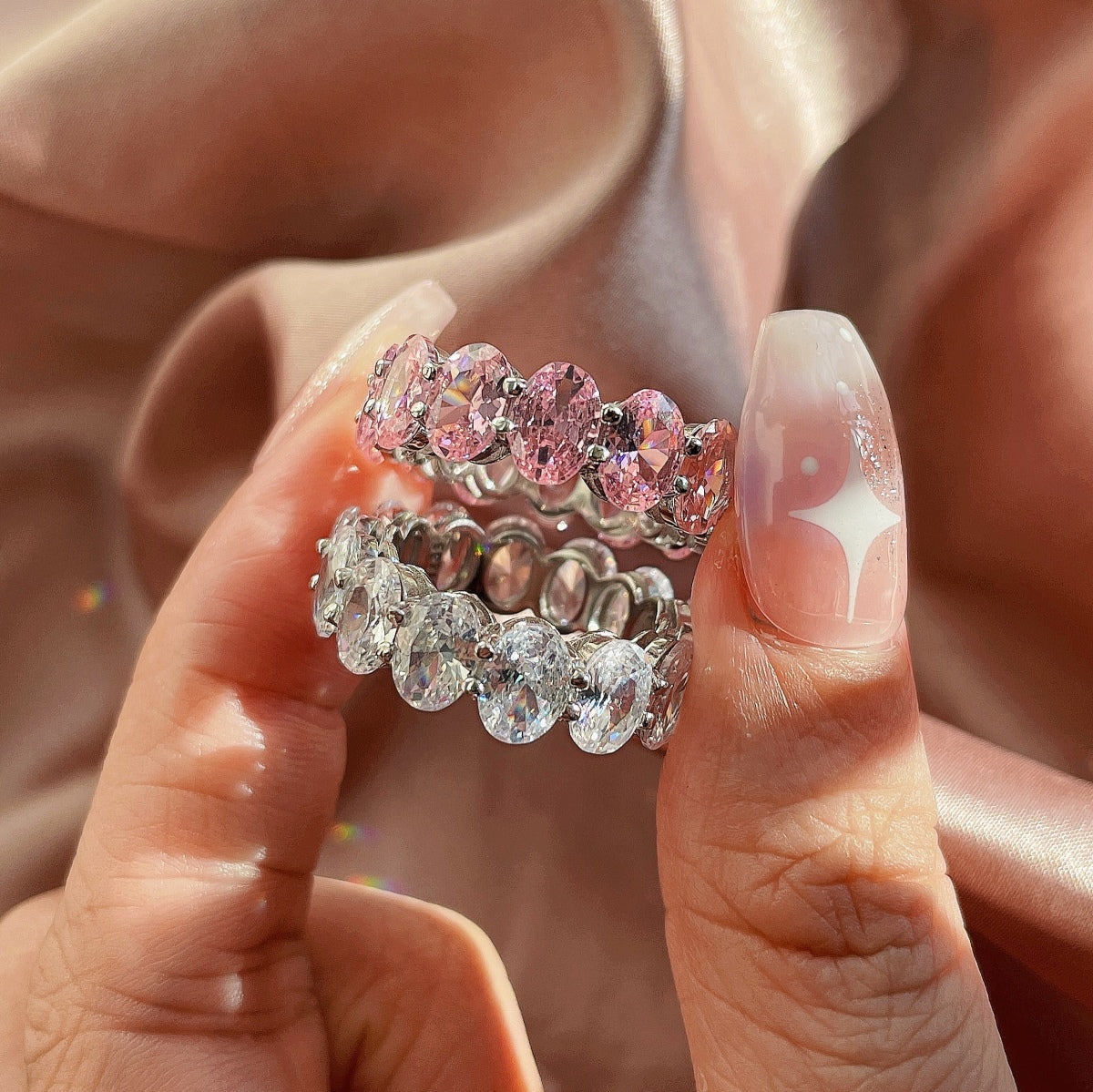 [AURORA]Dainty Elongated Cushion Cut Tennis Ring