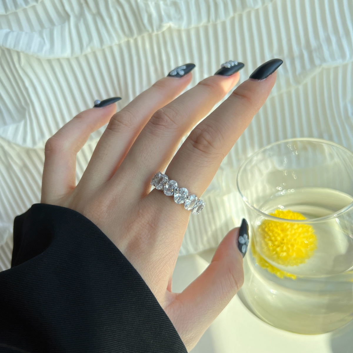 [AURORA]Dainty Elongated Cushion Cut Tennis Ring