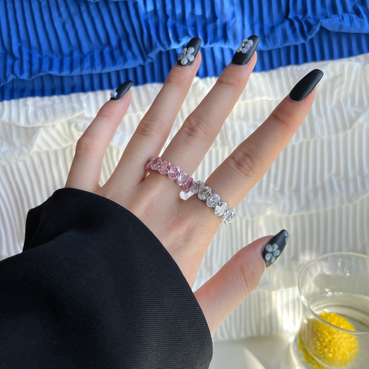 [AURORA]Dainty Elongated Cushion Cut Tennis Ring