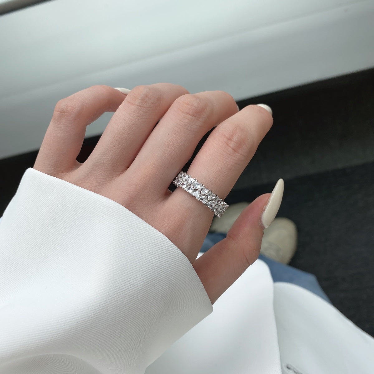 [AURORA]Sparkling Full Heart Ring