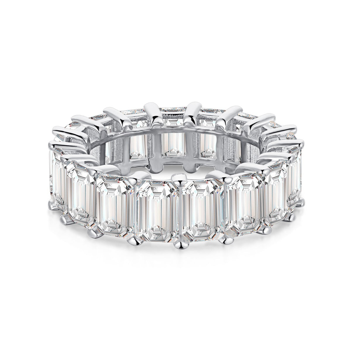 [AURORA]0.75 Carat Elegant Emerald Cut Tennis Ring