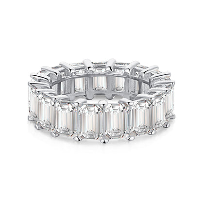 [AURORA]0.75 Carat Elegant Emerald Cut Tennis Ring