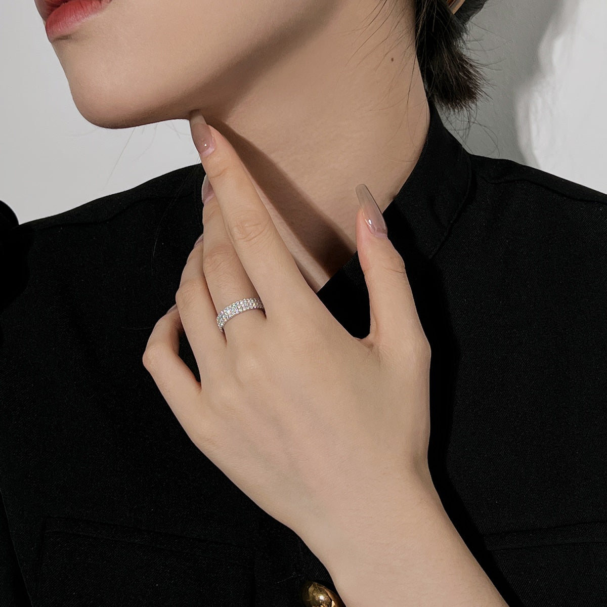 [AURORA]Dainty Round Cut Tennis Ring