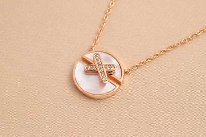 [AURORA]JEUX DE PINK GOLD DIAMOND NECKLACE