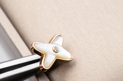 [AURORA]JEUX DE WHITE MOP PINK GOLD DIAMOND EARRINGS