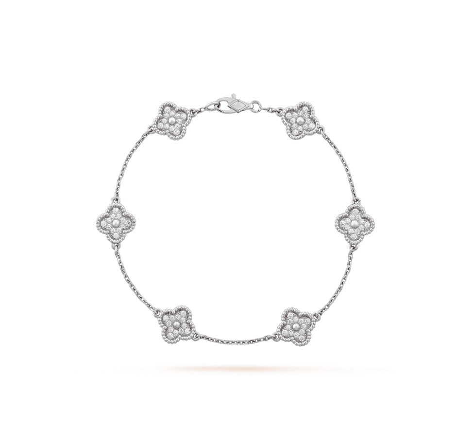 [AURORA]CLOVER 6 MOTIF SILVER DIAMOND BRACELET
