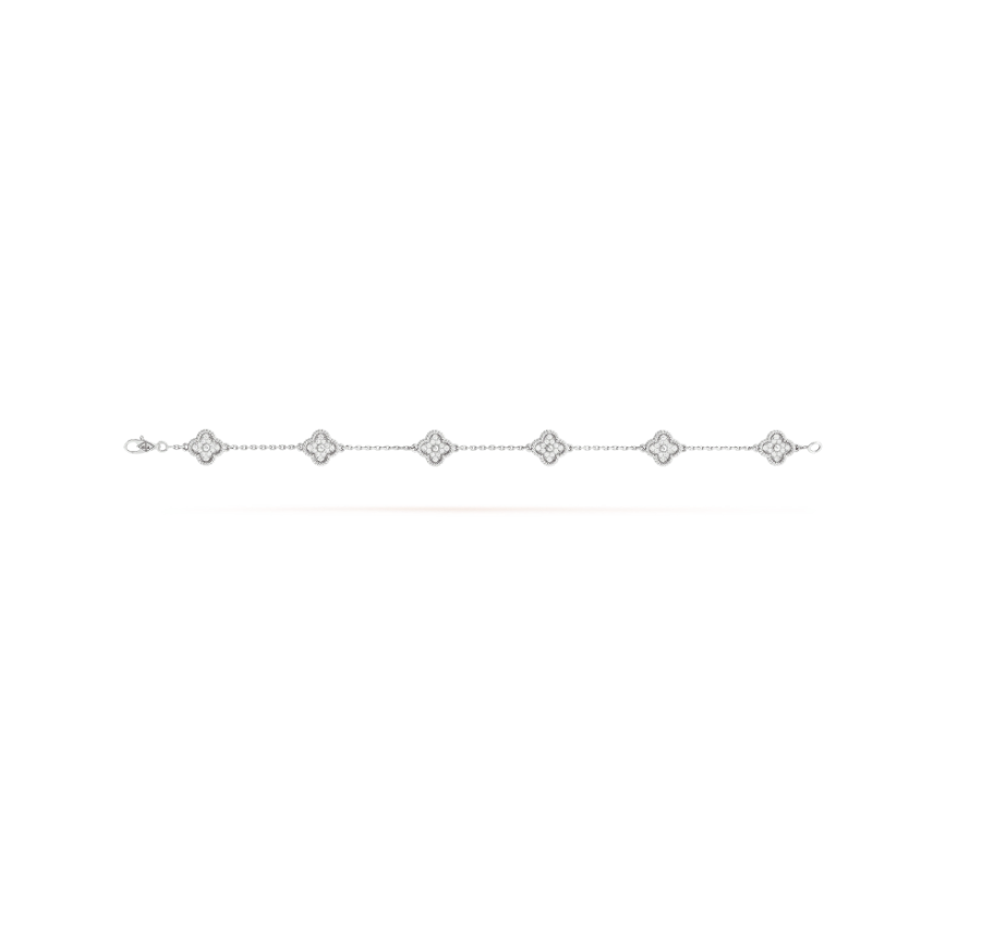 [AURORA]CLOVER 6 MOTIF SILVER DIAMOND BRACELET