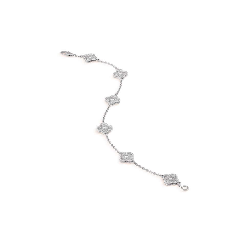 [AURORA]CLOVER 6 MOTIF SILVER DIAMOND BRACELET