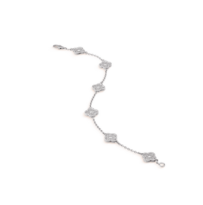 [AURORA]CLOVER 6 MOTIF SILVER DIAMOND BRACELET