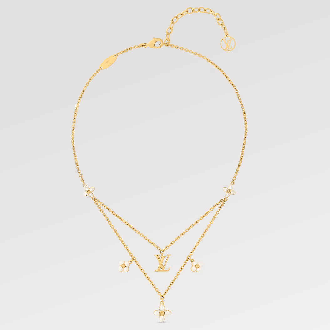 [AURORA]FLOWERGRAM GOLD MOP DOPPELREIHALSKETTE
